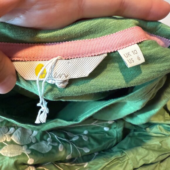 Boden Women 6 Embroidered Tiered Midi Dress Green Floral A Line Short Sleeve - Picture 4 of 10